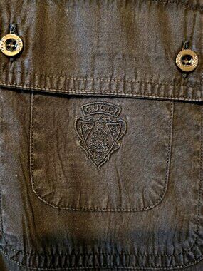 Gucci Men's Black Camp shirt longsleeve